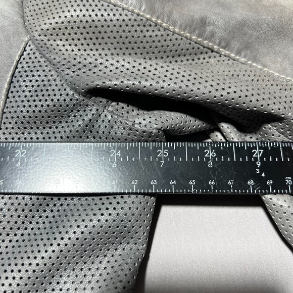 Williams & Kent Mens Gray Leather Lined Full Zip Motorcycle Jacket Plus Size XXL - Picture 13 of 16